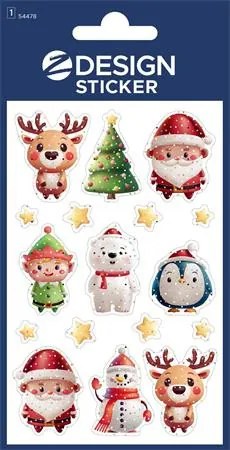 Matrica, 1 ív, 76x120 mm, AVERY ZWECKFORM, Z-Design No.54478, karácsonyi figurák (AY54478)
