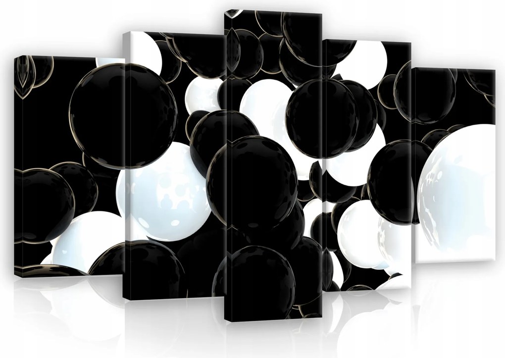 Modern Vászonkép 5 Részes Fekete-fehér Gömbök Vászon Falra 100x60