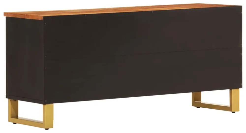 barna és fekete tömör mangófa TV-szekrény 100x33,5x46 cm