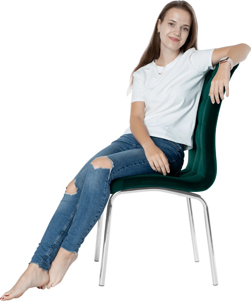 Étkezőszék, smaragd Velvet szövet/króm, GERDA NEW