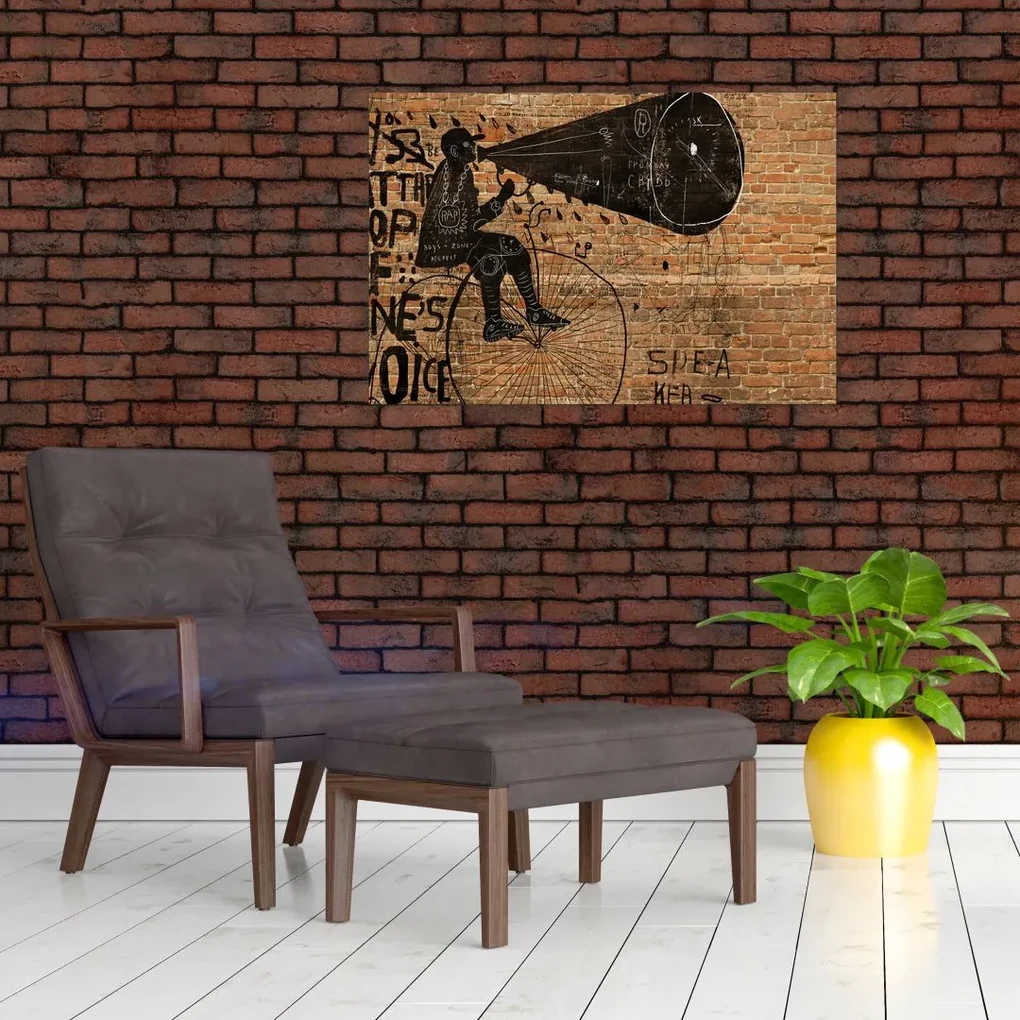 Kép - Férfi kerékpáron Banksy stílusában (90x60 cm)