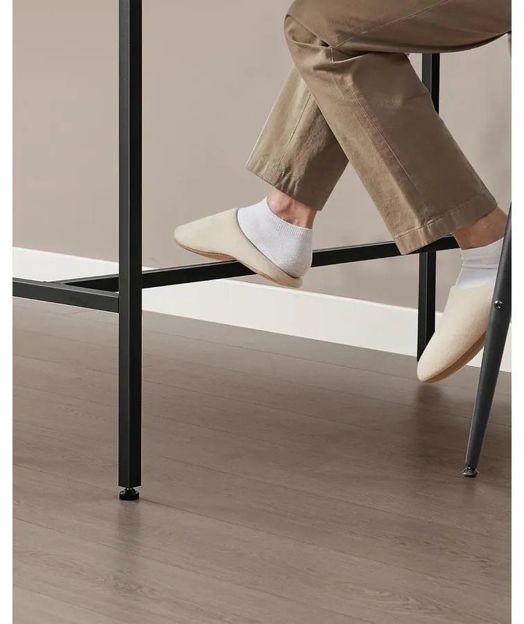 Bárasztal, magas konzolasztal töltőállomással és szövet fiókkal, barna