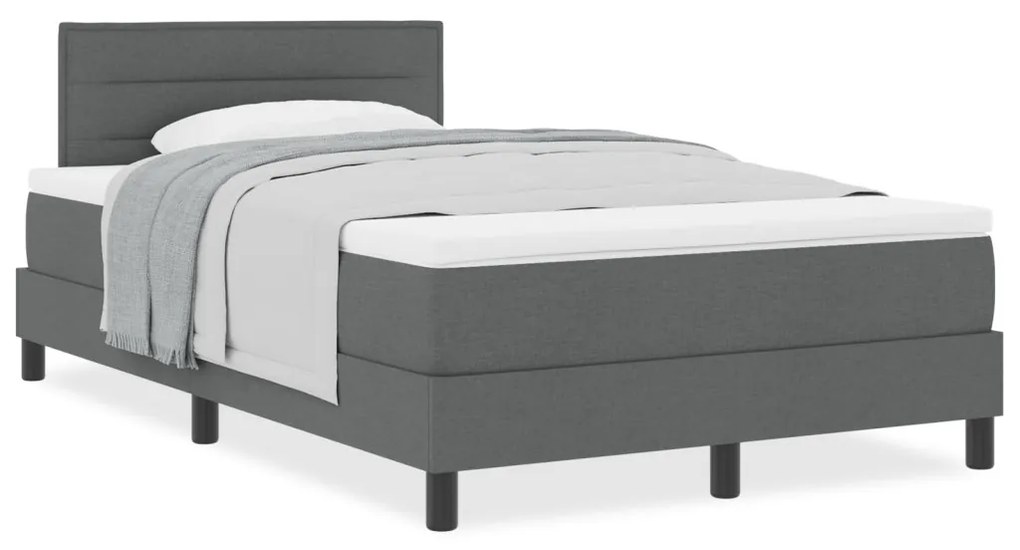 Box Spring Ágy matraccal Sötétszürke 120x200 cm Szövet