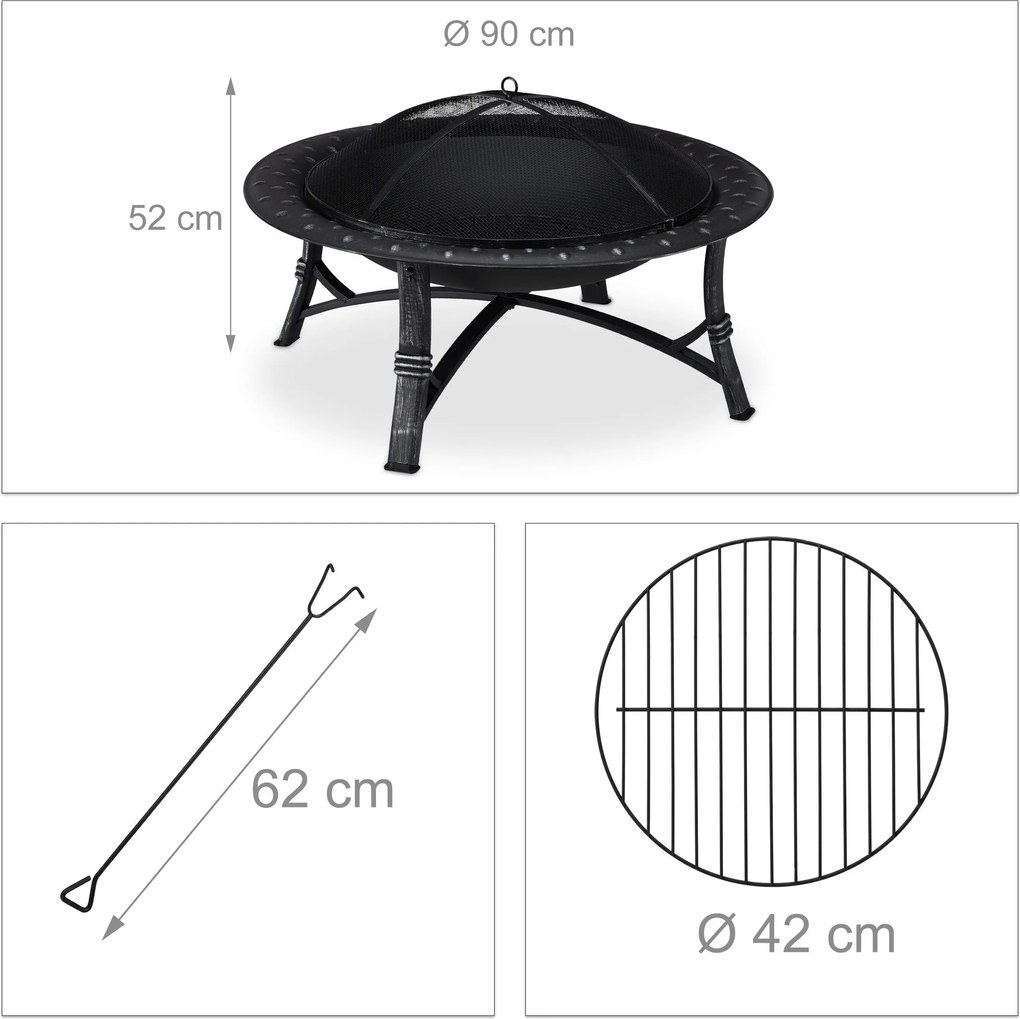 Fém hordozható tűzrakóhely FIREBOWL ∅ 90 cm, fekete