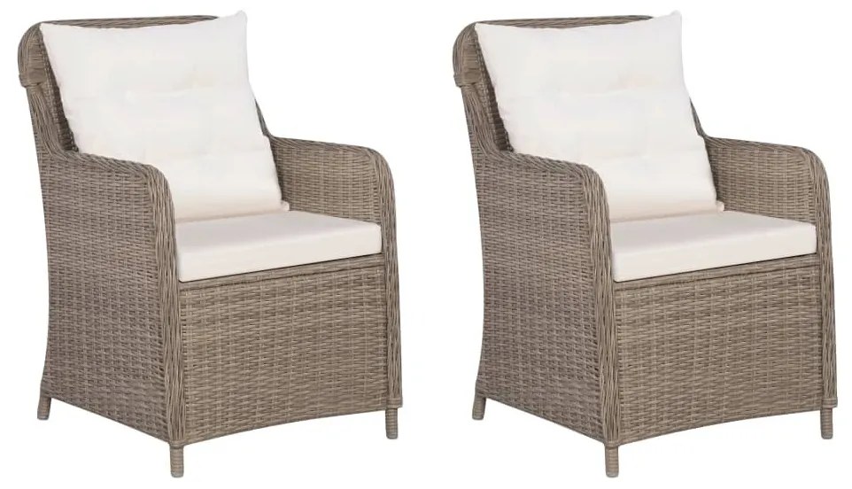 3 darabos barna polyrattan bisztrószett szék- és hátpárnákkal