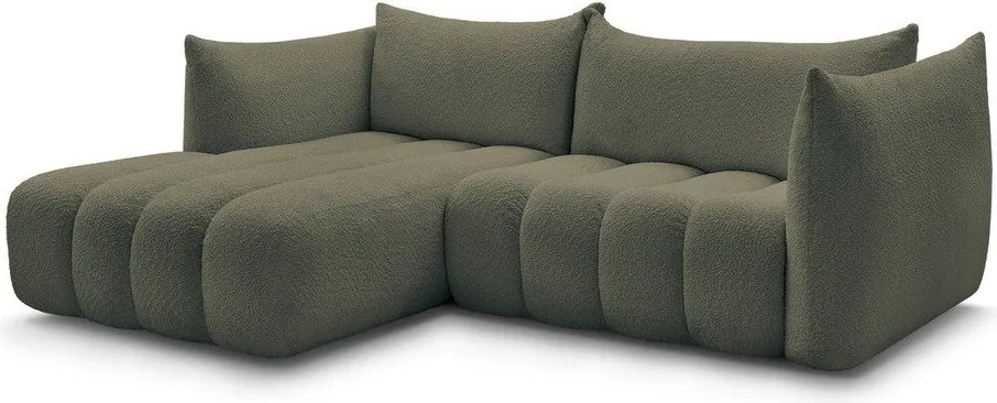 Zöld buklé sarokkanapé (bal oldali-heverő résszel) Azra – Bobochic Paris