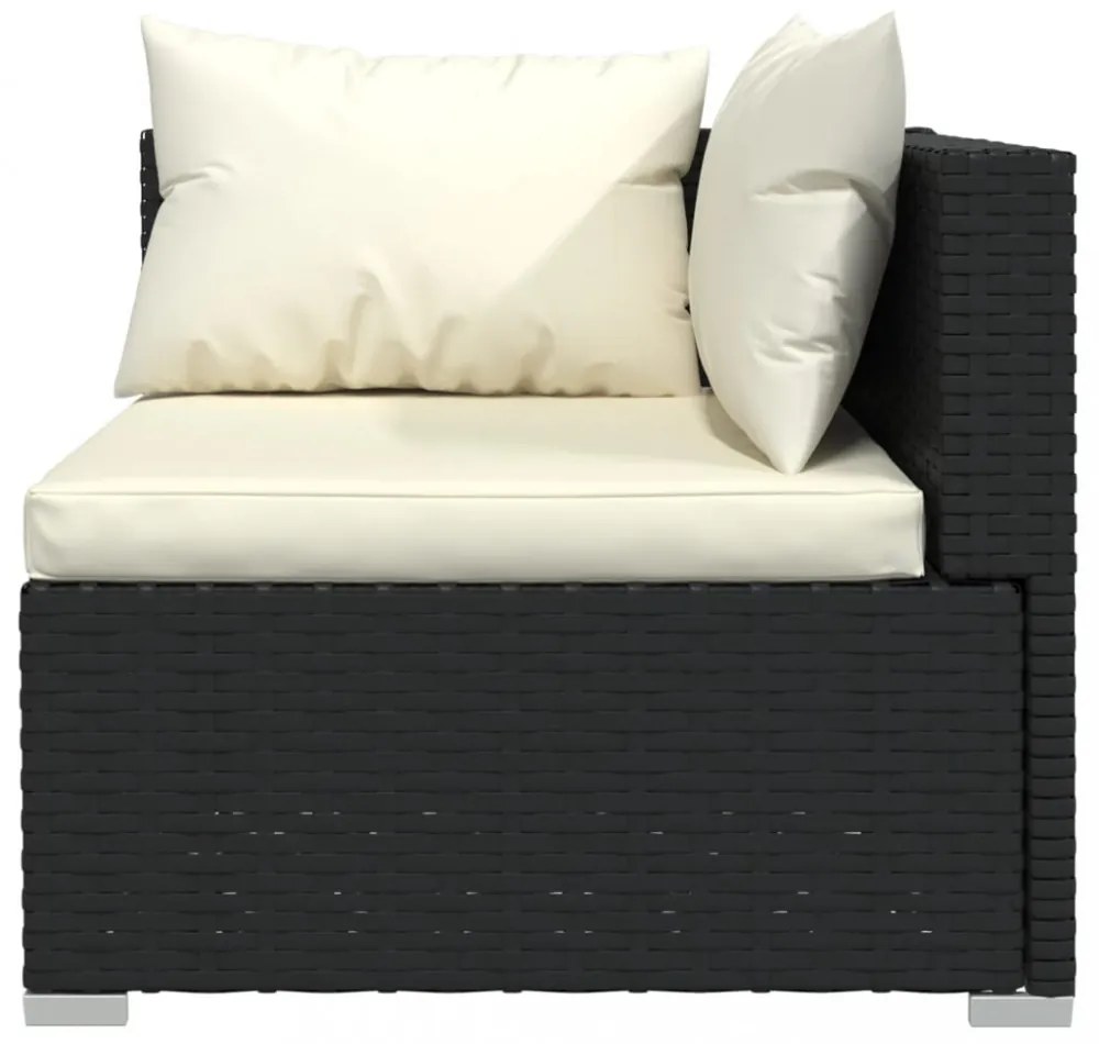 vidaXL 9 részes fekete polyrattan kerti ülőgarnitúra párnákkal