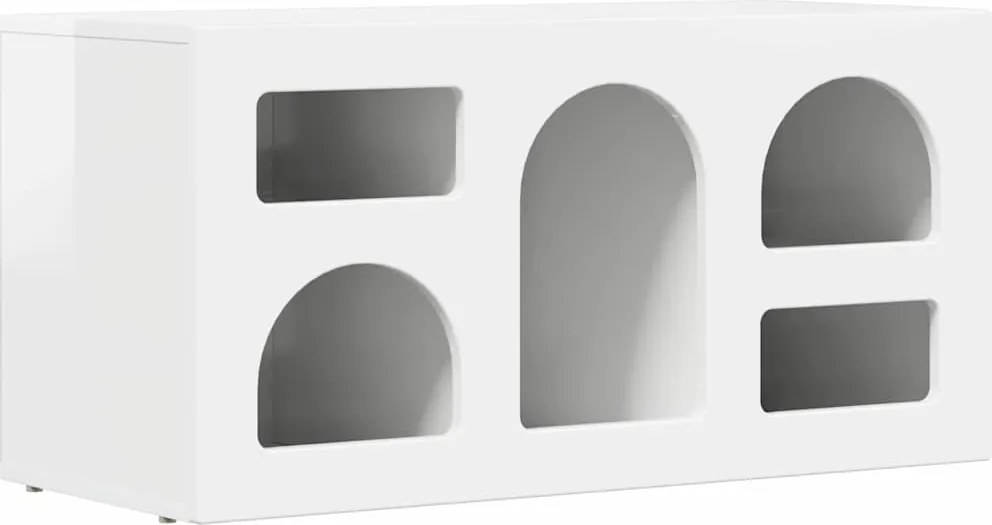 vidaXL TV szekrény Magas Fényű Fehér 80 x 35 x 40 cm Faanyag