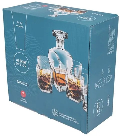 Marco üveg whisky-s pohár készlet és decanter szett 750 ml - 6 pohárral