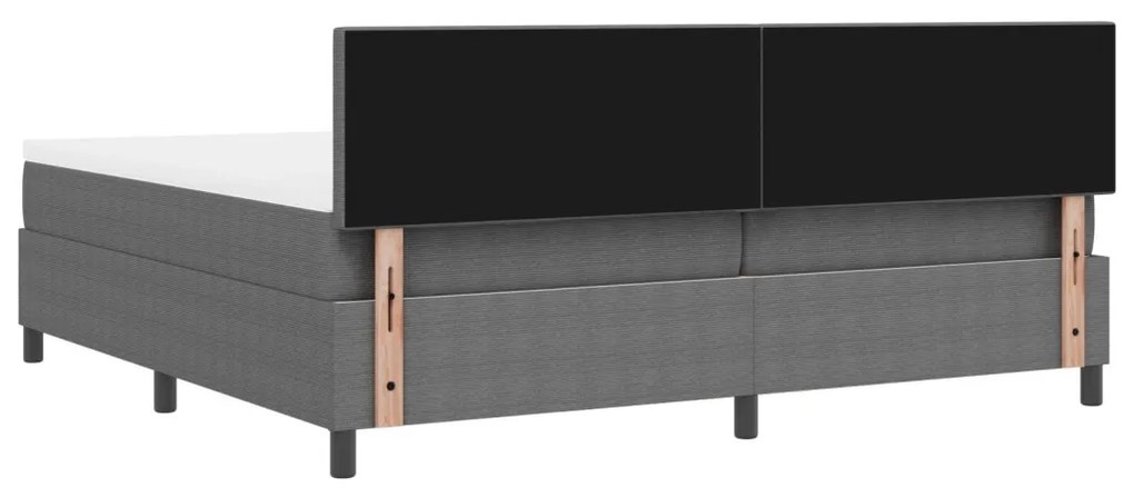 Boxspring ágy matraccal, világosszürke, 200x200 cm, kordbársony szövet