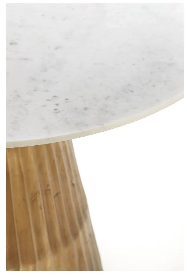 Fehér-bronzszínű kerek étkezőasztal márvány dekoros asztallappal ø 100 cm Leyda – Light &amp; Living