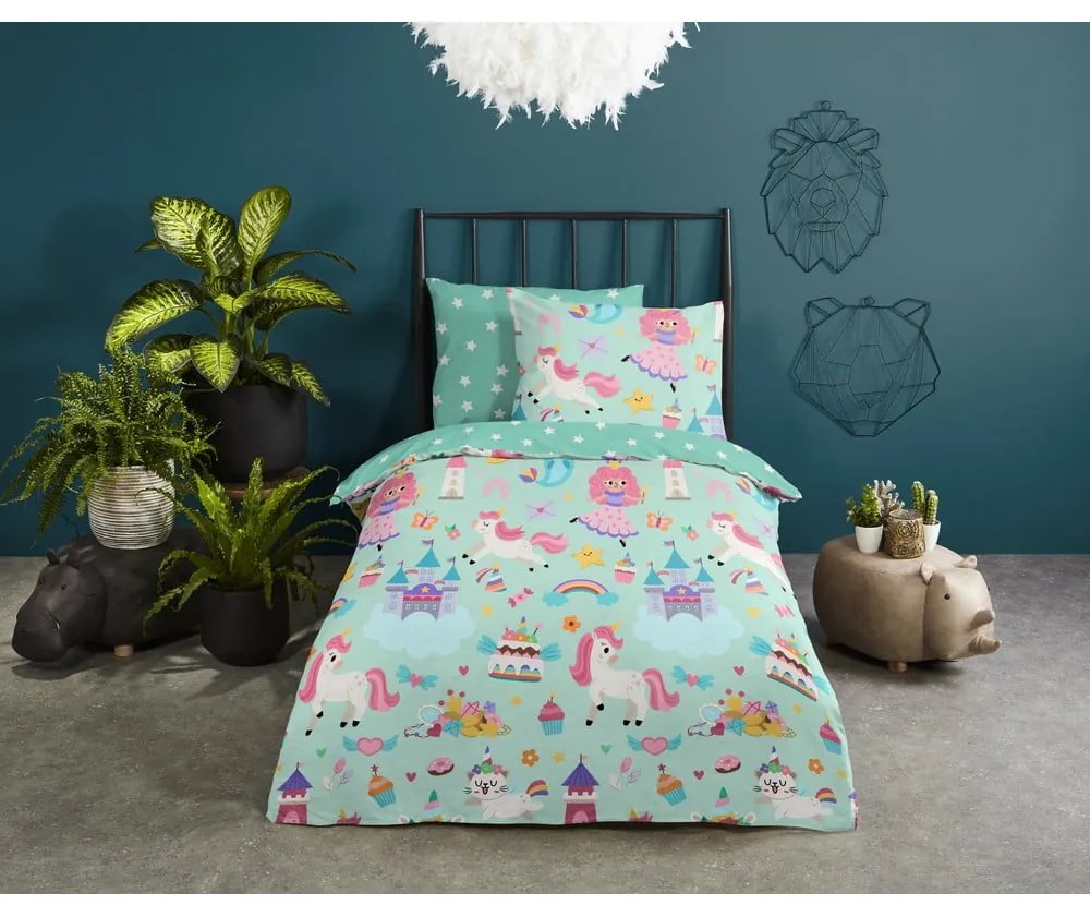 Mentazöld egyszemélyes pamut gyerek ágyneműhuzat 140x200 cm Fantastic – Good Morning