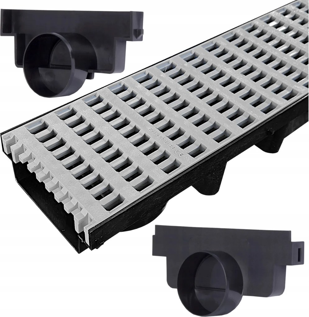 Lineáris lefolyó garázshoz 5m rács Grid Hamu Pvc 63x131mm B125 12,5Tony