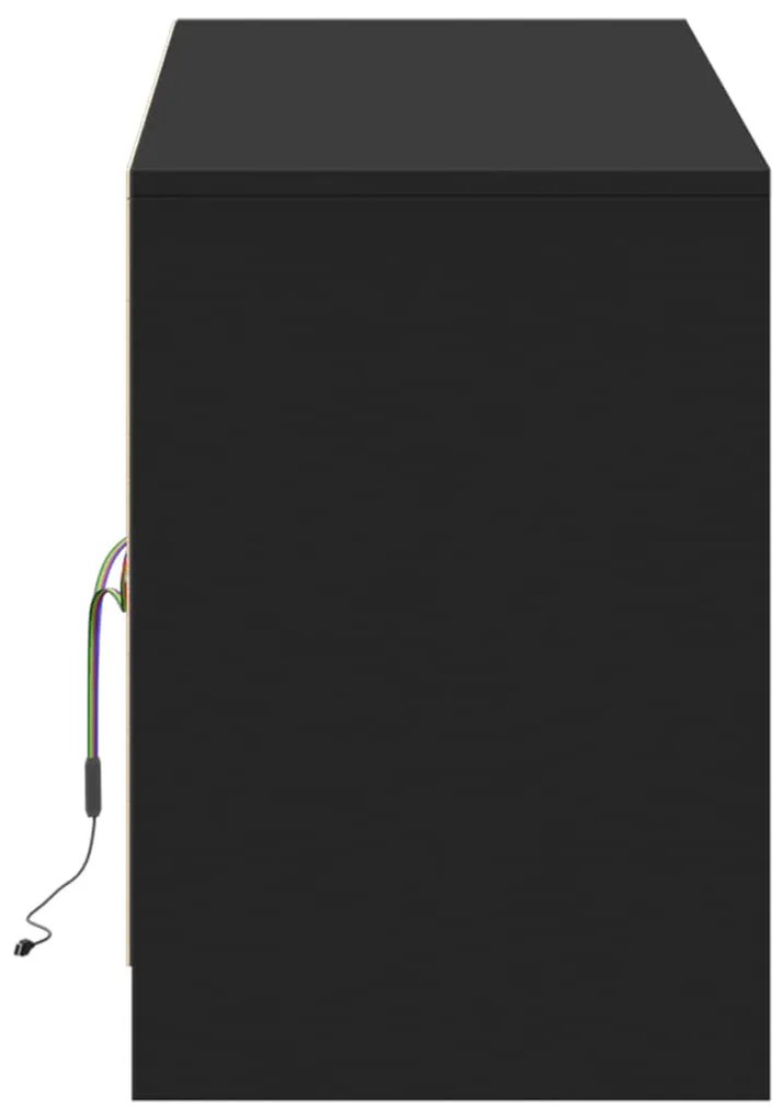 fekete szerelt fa TV-szekrény LED-ekkel 139,5 x 34 x 50 cm