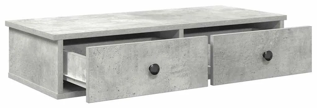 Falipolc fiókokkal betonszürke 80x31x17 cm műszaki fa