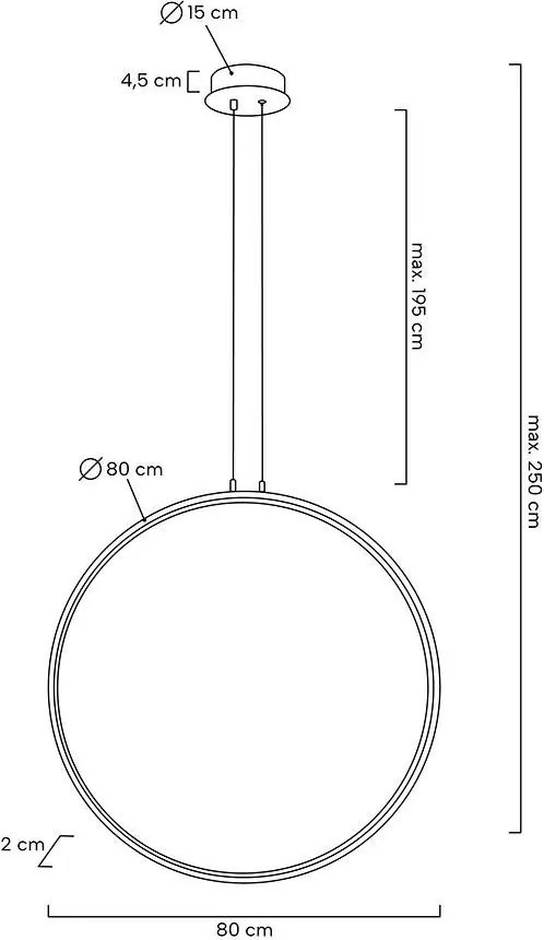 KING HOME MSE010100373 CIRCULO Modern Led Függesztett Lámpa Fekete LED IP20