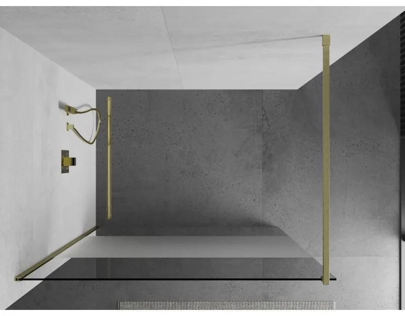 Mexen Kioto, Walk-In zuhany paraván 130 x 200 cm, 8 mm átlátszó matt üveg, arany matt profil, 800-130-101-55-35