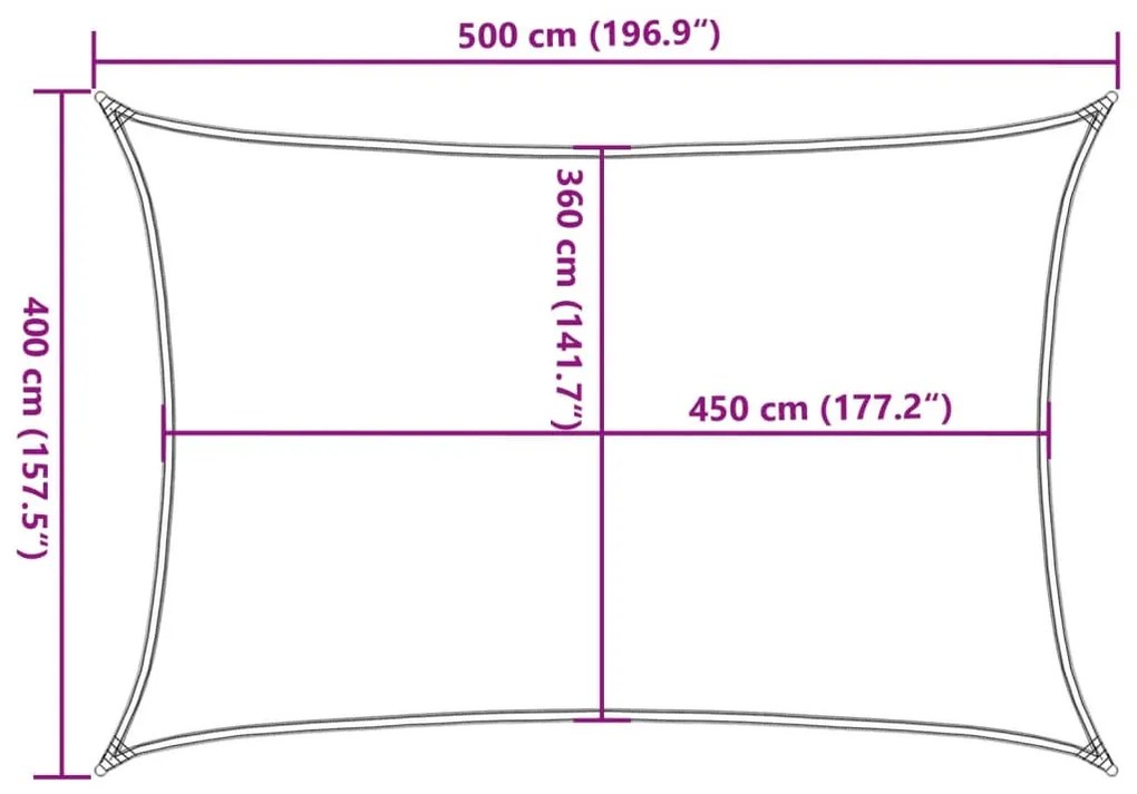krémszínű HDPE napvitorla 160 g/m² 4 x 5 m
