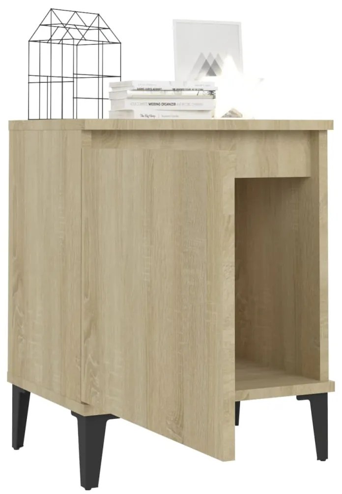 sonoma tölgy színű éjjeliszekrények fém lábbal 40 x 30 x 50 cm