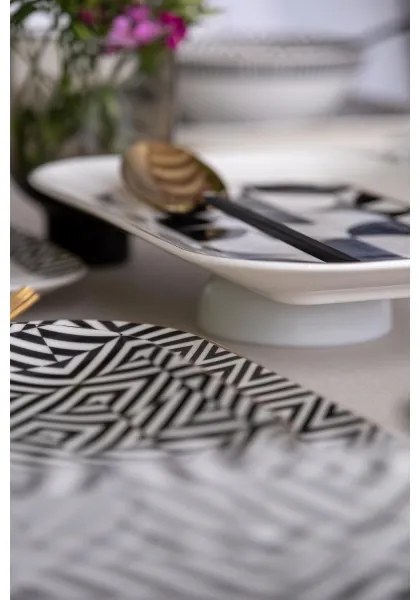 26 részes étkészlet, fehér/fekete, porcelán