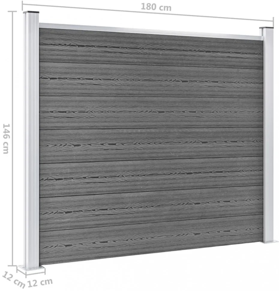 vidaXL szürke WPC kerítéspanel 180 x 146 cm