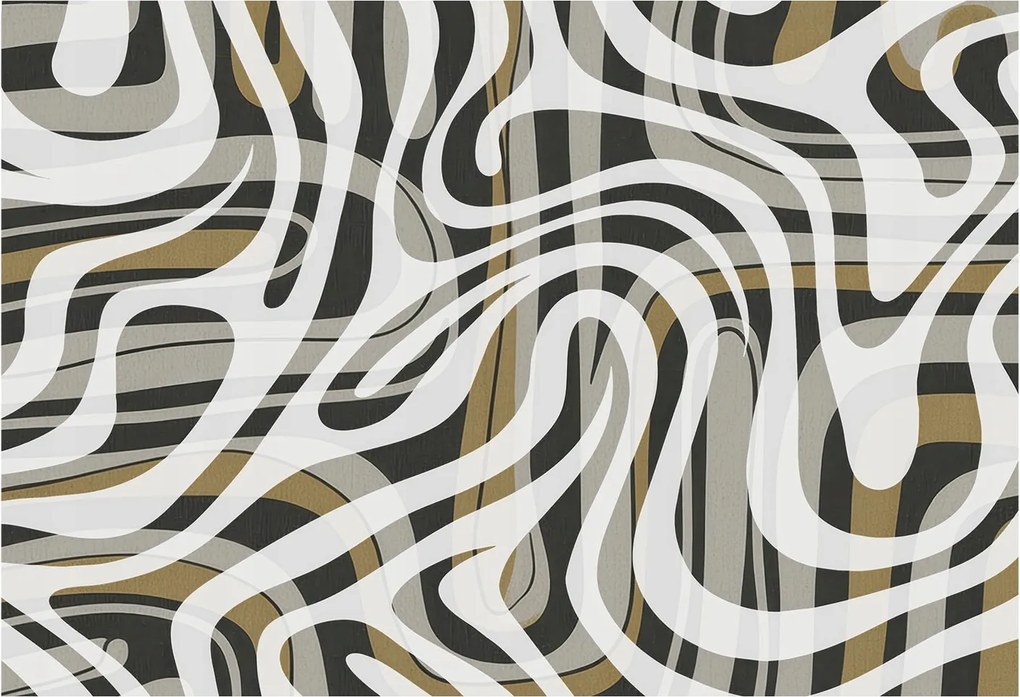 Flizelin tapéta Divatos 3D fali absztrakt vonalak 152x104 Ragasztóval