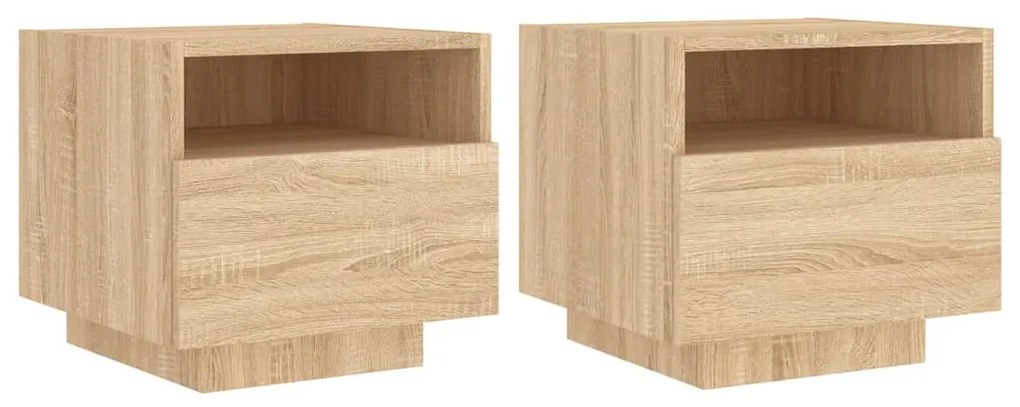 2 db sonoma tölgy színű éjjeliszekrény LED-ekkel 40x39x37 cm