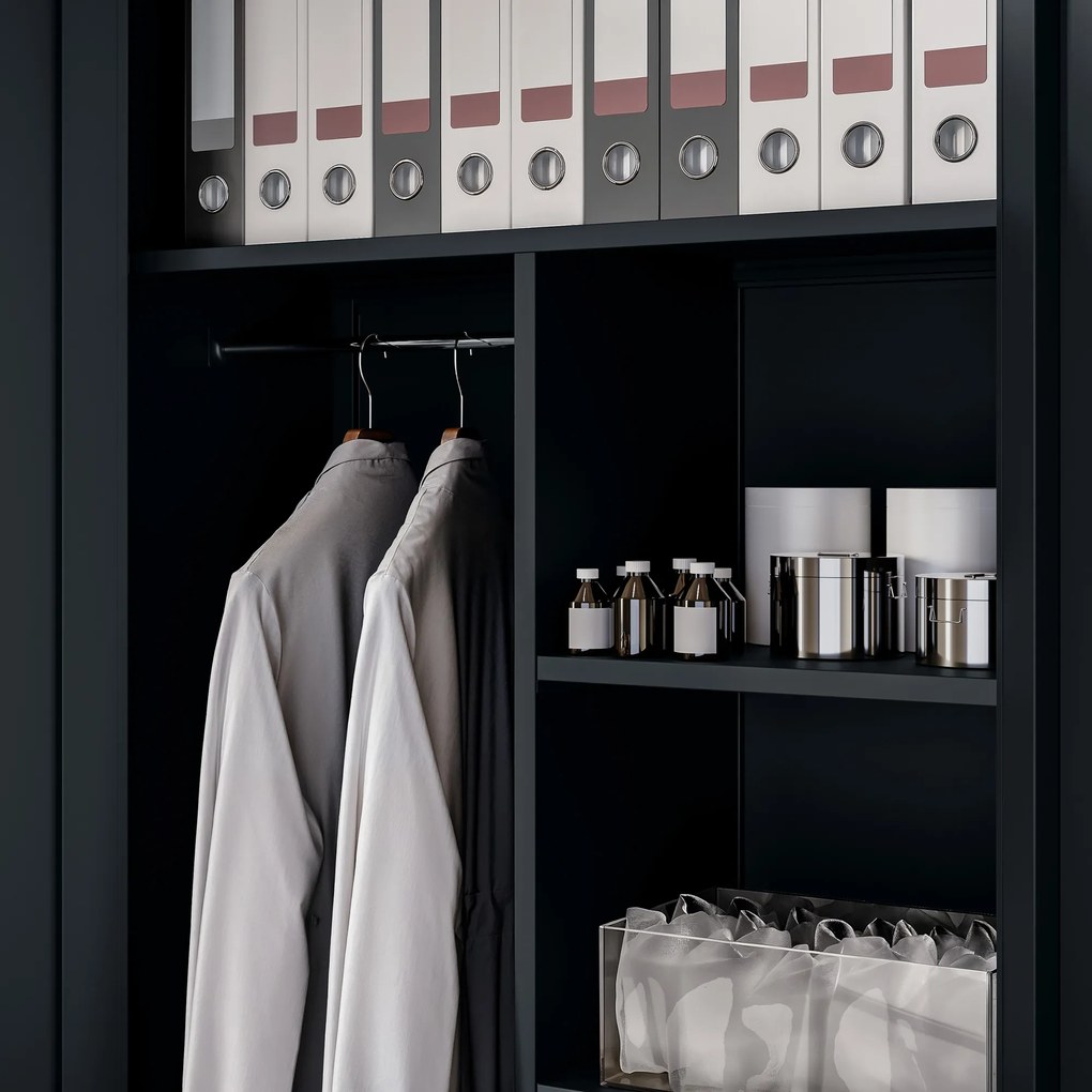 Fém öltözőszekrény DAWID, 900 x 1850 x 450 mm, antracit