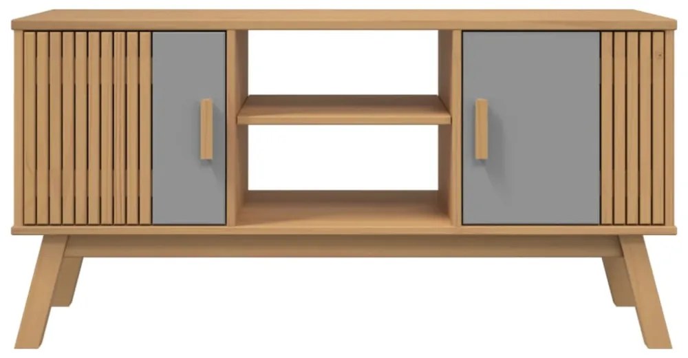 OLDEN szürke és barna tömör fenyőfa TV-szekrény 114x43x57 cm