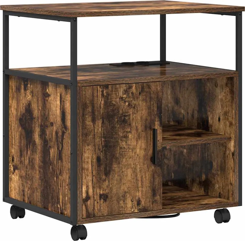 vidaXL Szekrény Töltőállomással Füstölt tölgy 61 x 46 x 67 cm Faanyag