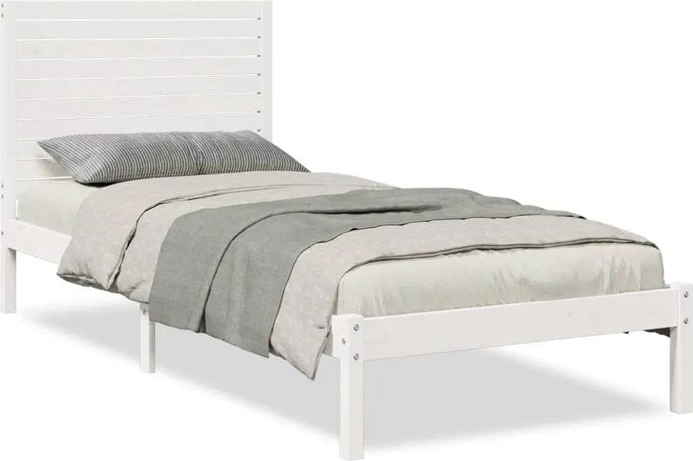 vidaXL fehér tömör fa extra hosszú ágykeret matrac nélkül 90 x 220 cm