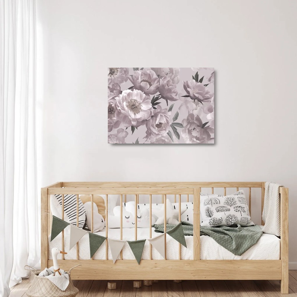 Kép - Vintage bazsarózsa virágok (üvegen) (70x50 cm)