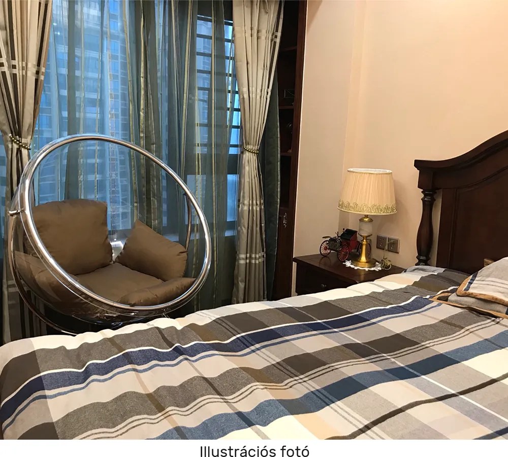 Függő fotel állvánnyal, átlátszó/ezüst/szürke, BUBBLE NEW TYP 2