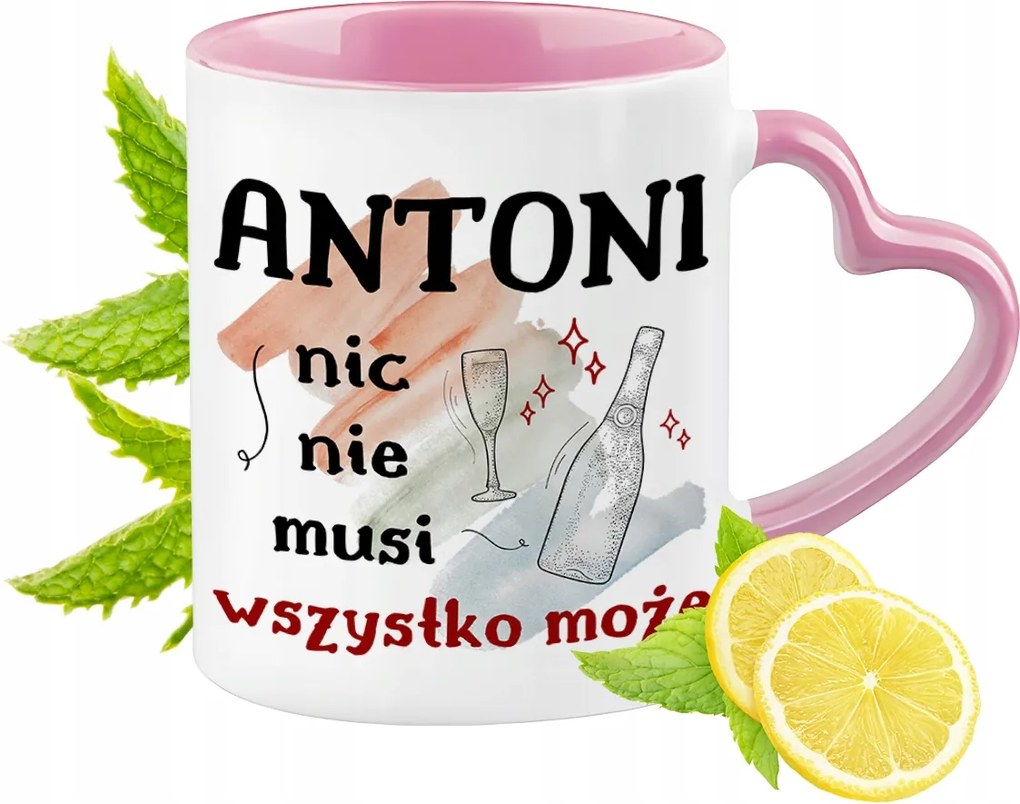 Antoni bögre rózsaszín, szív alakú füllel Kávé ajándék