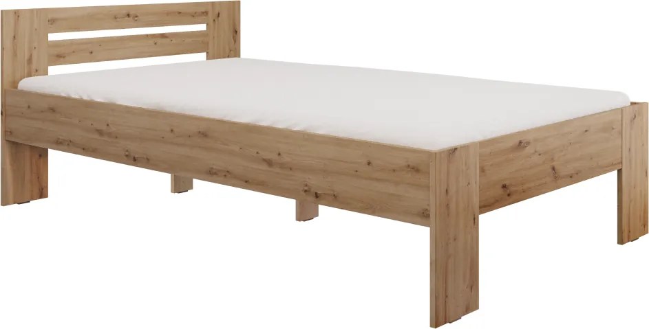 Ágy, 120x200, artisan tölgy, BASIS