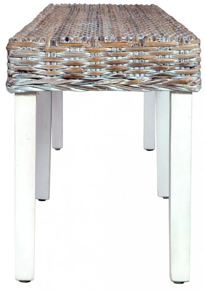 fehér természetes kubu rattan és tömör mangófa pad 160 cm
