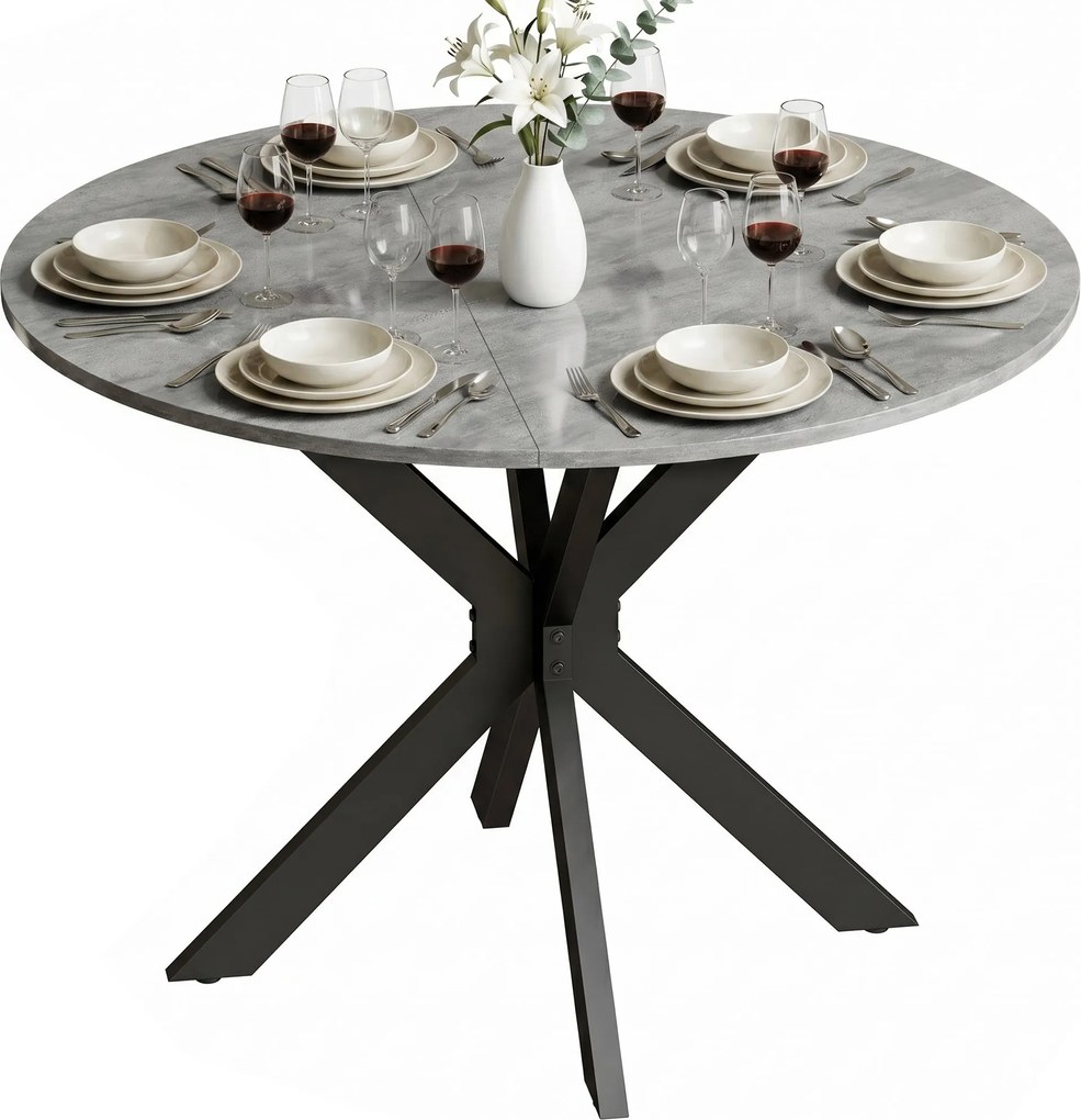 HOMCOM kerek összecsukható étkezőasztal 2–6 főre, acél X-lábbal, kis terekbe, étkezőbe, konyhába, 110 x 110 x 76 cm | Aosom