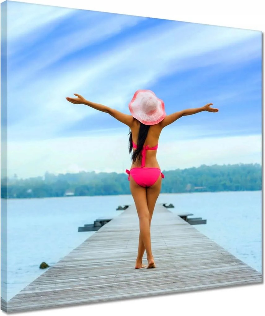 Vászonkép 40x40 Hölgy a mólón