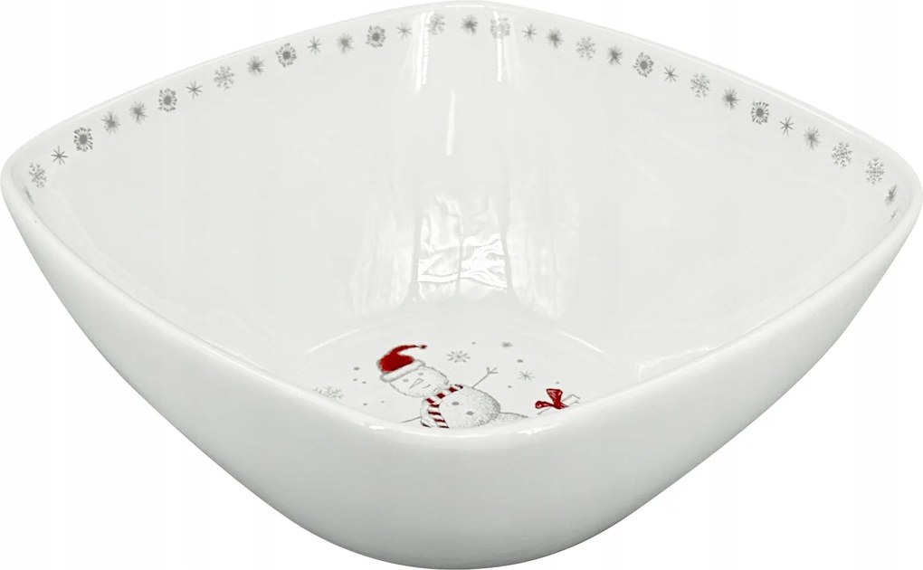 Quadro Koleda tál (21x9cm), fehér karácsonyi dekorációval