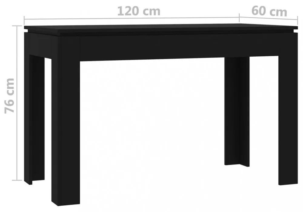 fekete szerelt fa étkezőasztal 120 x 60 x 76 cm