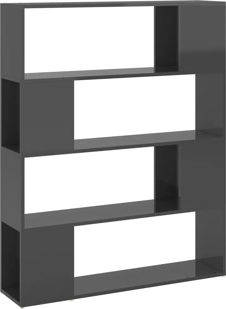 vidaXL magasfényű szürke térelválasztó könyvszekrény 100 x 24 x 124 cm