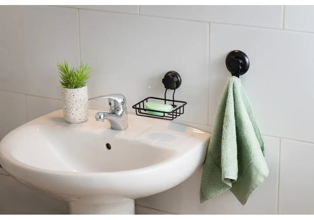 Bestlock Black Soap & Sponge Holder fekete öntapadós fali szappantartó - Compactor