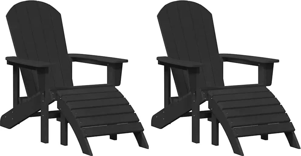 vidaXL Kerti Szék 2 pcs Fekete 83 x 74 x 92 cm Polietilén