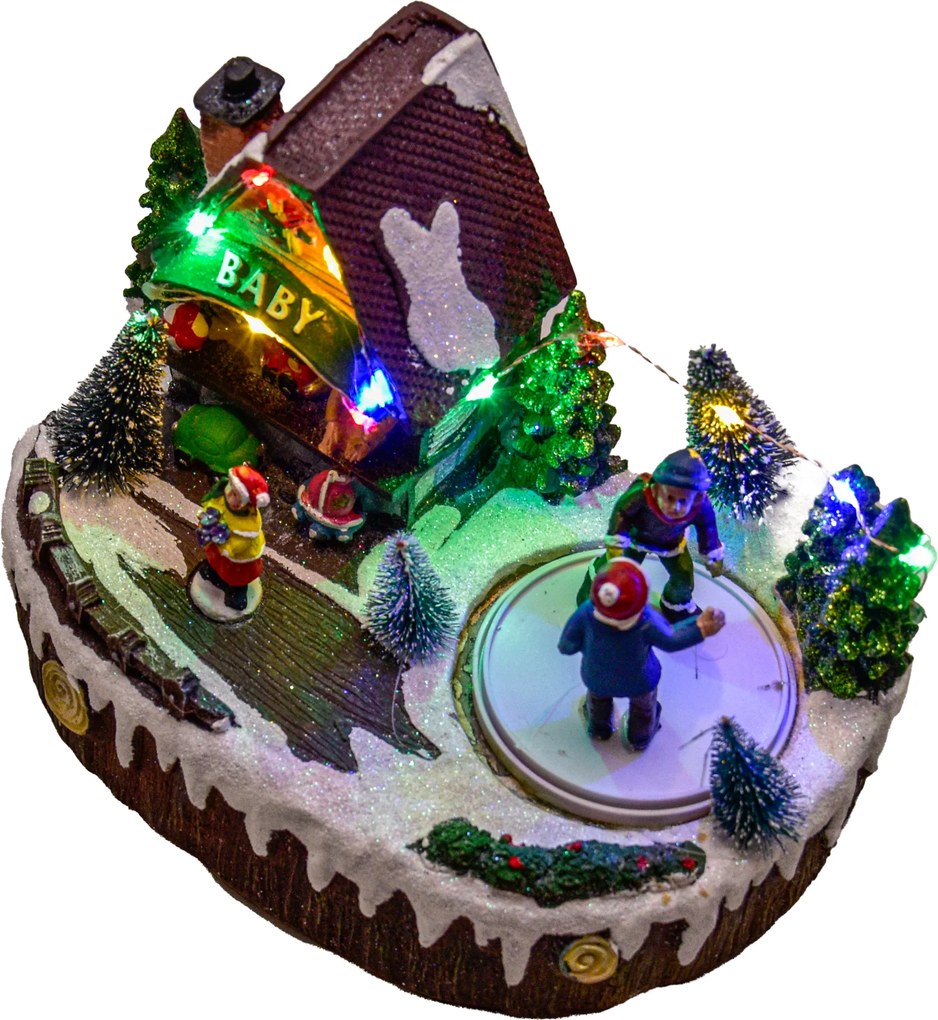 Mozgó Karácsonyi Jelenet Led Dekoráció Világító Játék Usb Akkumulátor Dekoráció