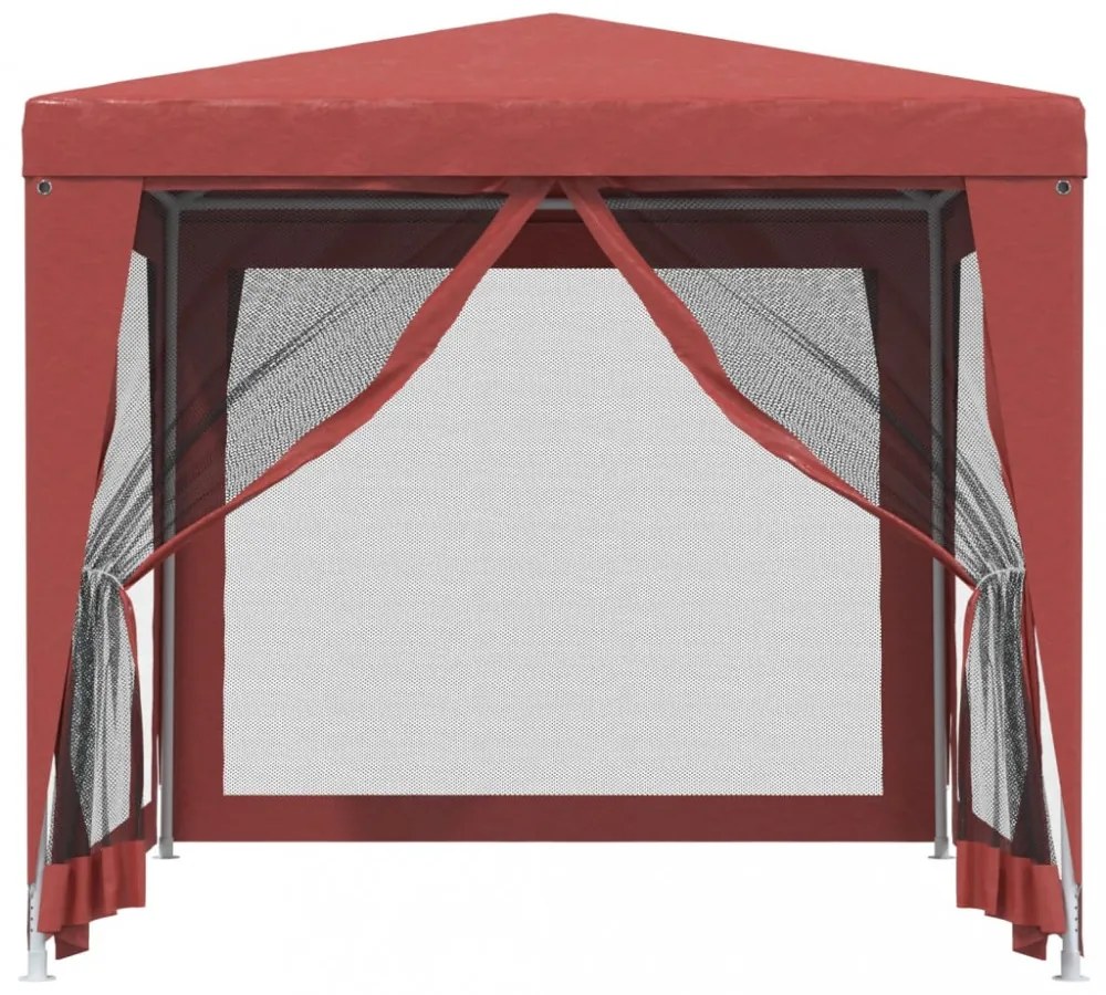 piros HDPE rendezvénysátor 4 hálós oldalfallal 2,5x2,5 m