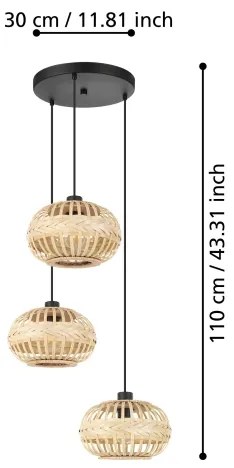 Eglo 43864 - Csillár zsinóron AMSFIELD 3xE27/40W/230V átm. 48 cm