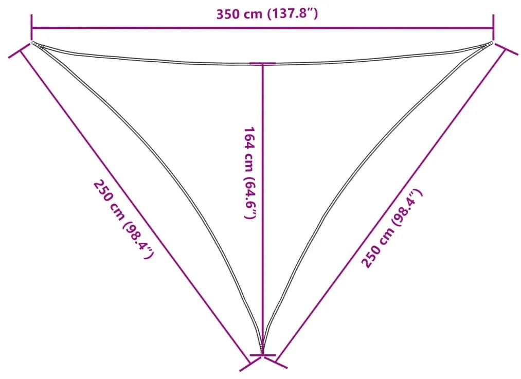 fekete háromszögű oxford-szövet napvitorla 2,5 x 2,5 x 3,5 m