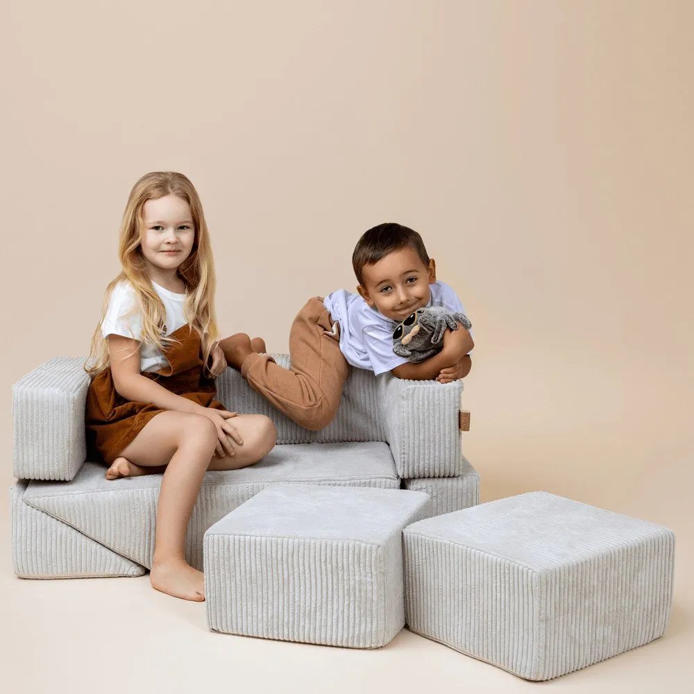 Rózsaszín kordbársony habszivacs játszótér 6 db-os magasság 40 cm 100x35 cm Montessori – Meowbaby