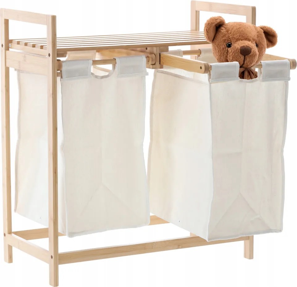 Bambusz polc két tárolóval 64 x 33 x 73 cm