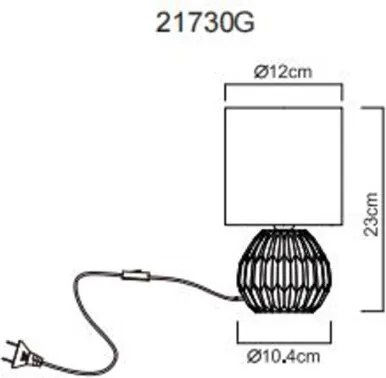 Globo 21730G Asztali lámpa, kerámia szürke, textil szürke, kábel PVC fehér, billenőkapcsoló a kábelen, ø: 120mm, M: 230mm, kábel hossza 1300mm, 1x E14 40W 230V izzó nélkül